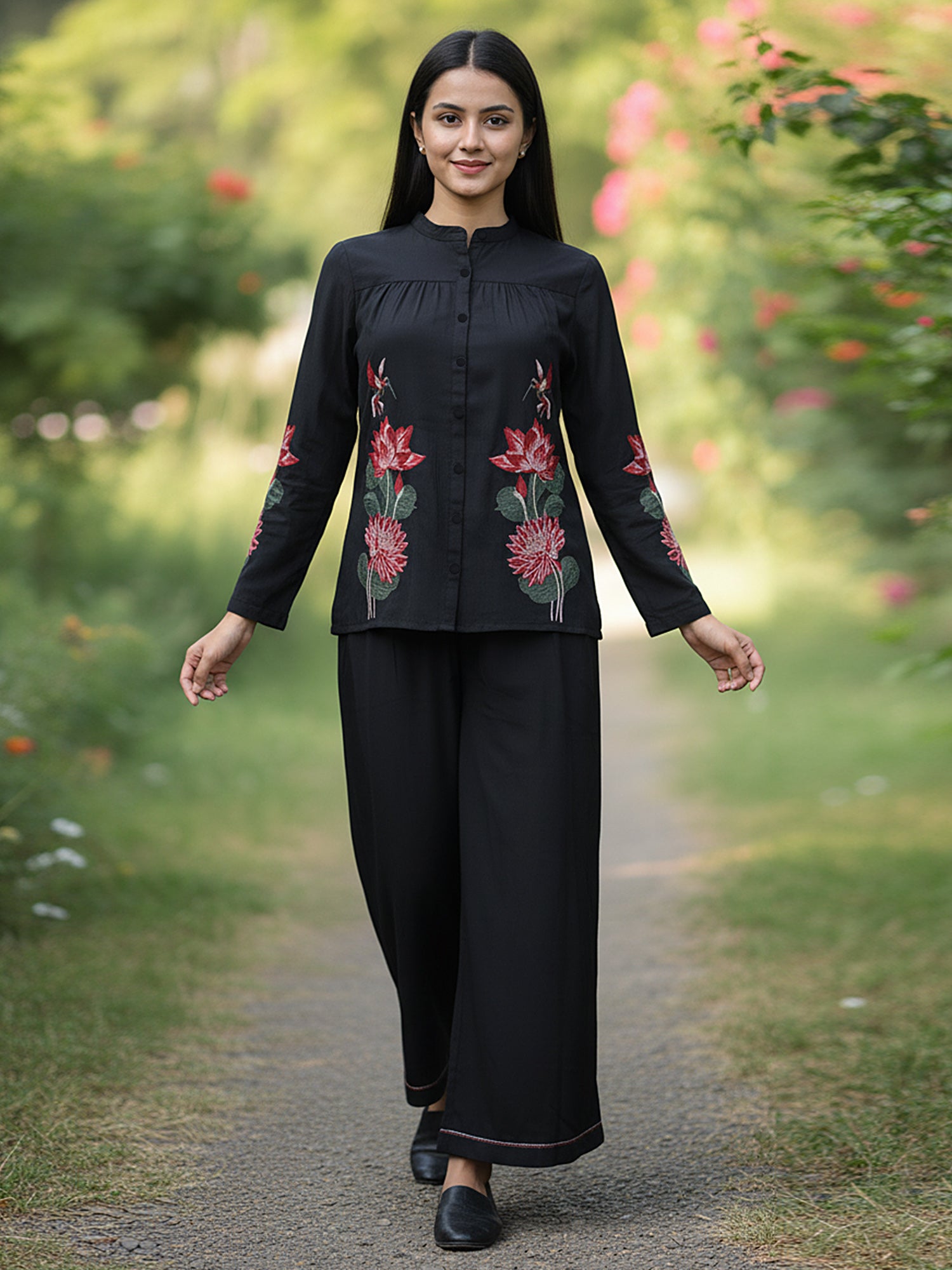 Black Embroidered Co-ord Set