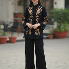 Golden Embroidered Black Co-ord Set