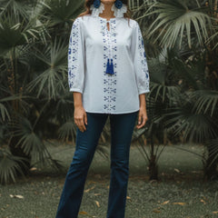 White Grace Embroidered Cotton Top