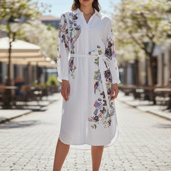 Lily White Embroidered Mini Shirt Dress