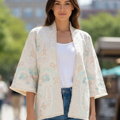 Cream Embroidered Cotton Flex Jacket