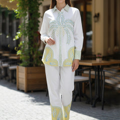 Tropical Palm Printed White Co-ord Set