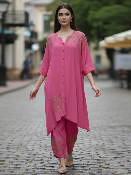 Fuchsia Pink Kaftan Kurta set