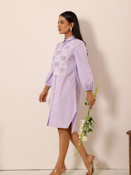 Lilac Dream Cotton Shirt Dress