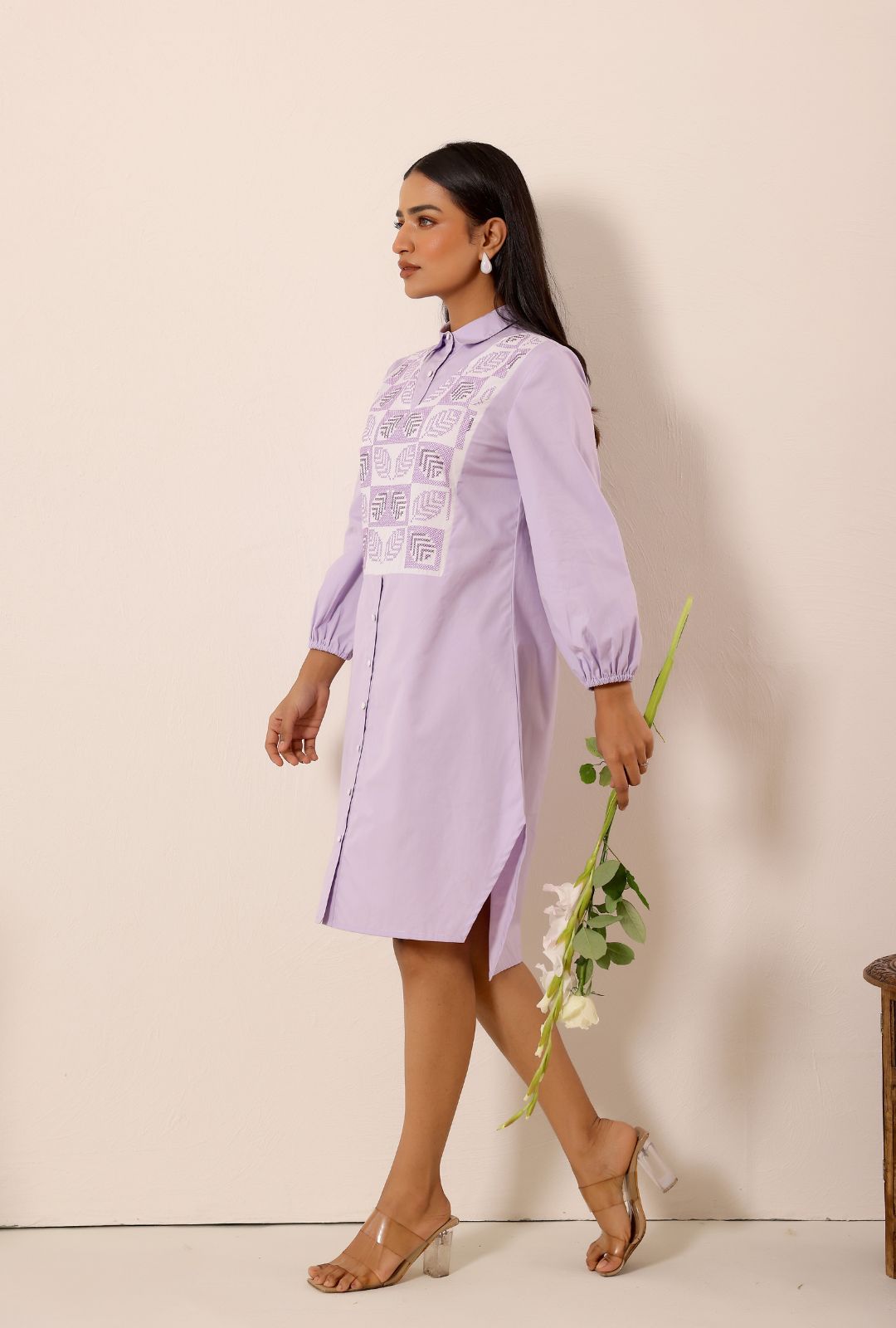Lilac Dream Cotton Shirt Dress