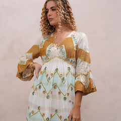 Women’s Cream Viscose Embroidered Maxi Dress