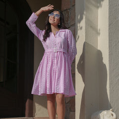 Lavender Cotton Collar Mini Dress