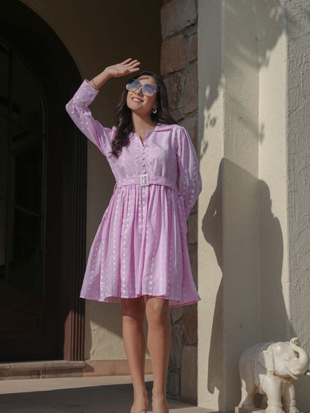 Lavender Cotton Collar Mini Dress