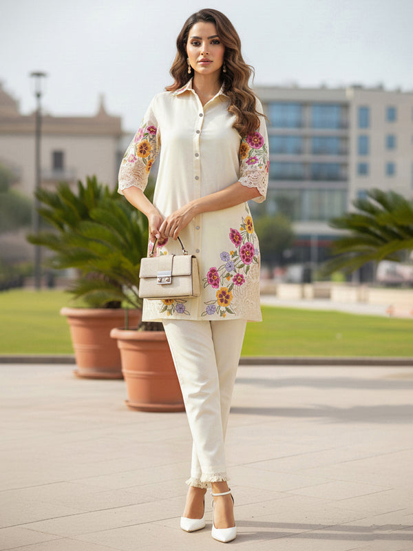 Colourful Embroidered Cotton  Co-Ord Set