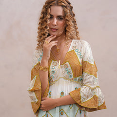 Women’s Cream Viscose Embroidered Maxi Dress