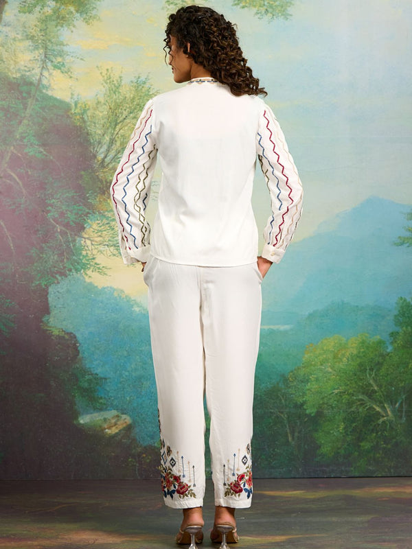 Embroidery Work White Co-Ord Set