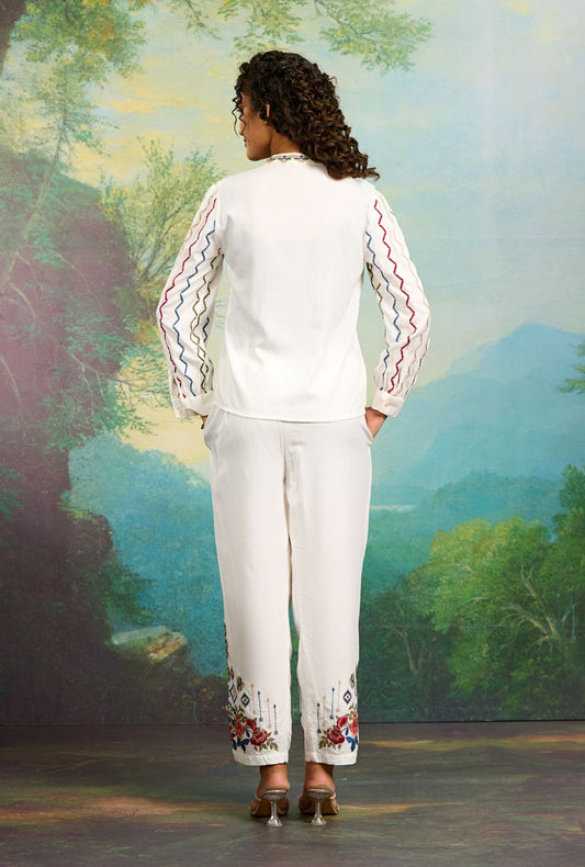 Embroidery Work White Co-Ord Set