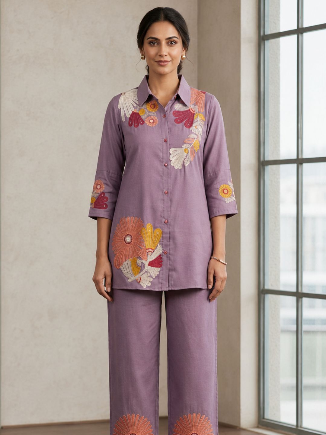 Lavender Garden Embroidered Co-Ord Set