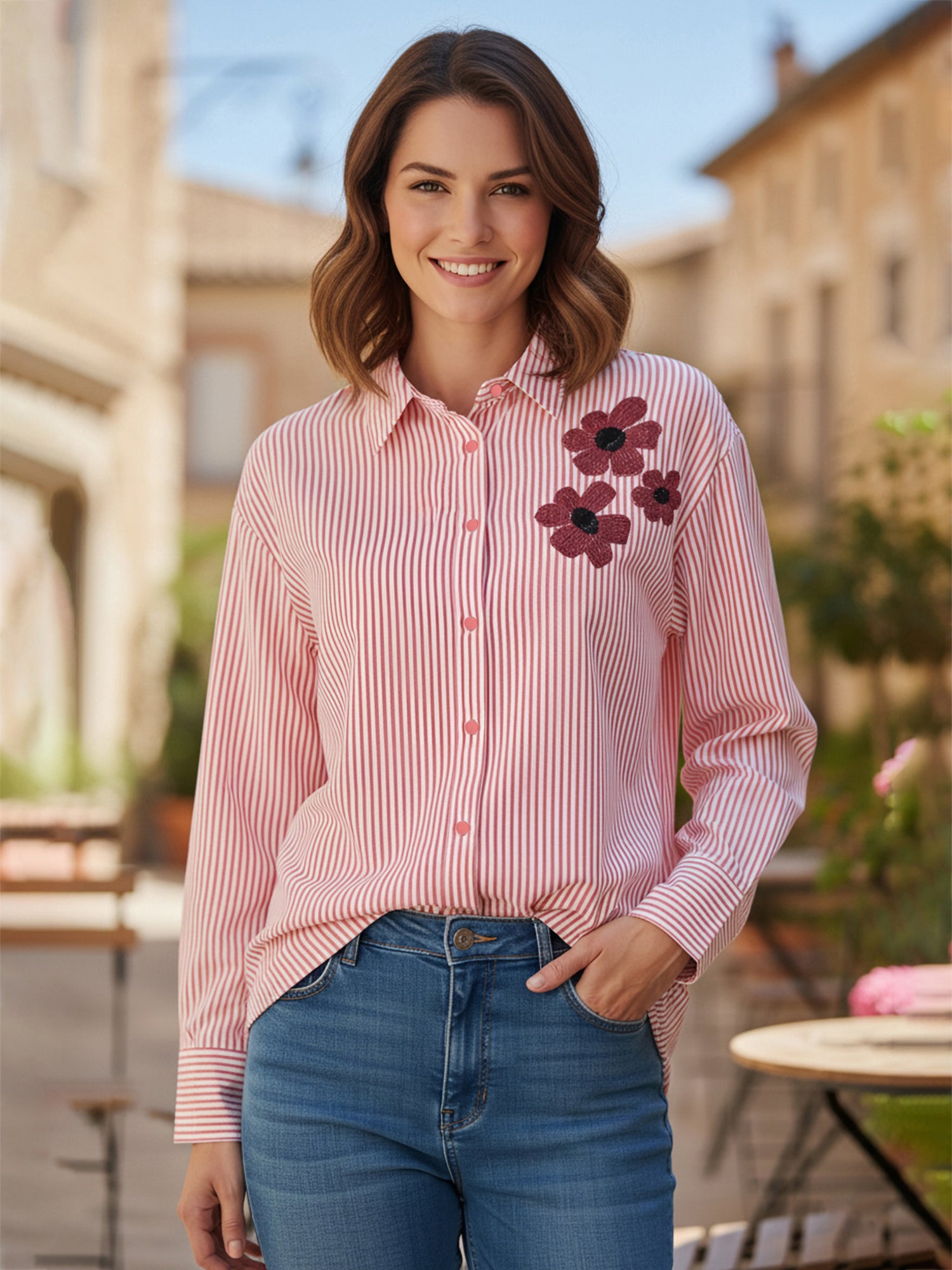 Designer Pink Embroidered Shirt