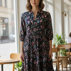 Mystic Black Printed Cotton Dress