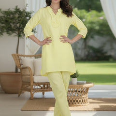 Cotton Linen Lemon Yellow co-ord Set