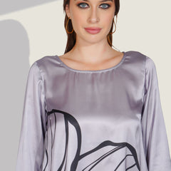 Printed Satin Grey Co-ord Set
