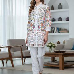 Tropical Bloom Embroidered Co-ord Set