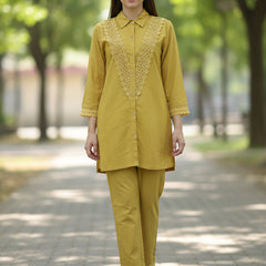 Golden Lace Mustard Cotton Co-ord Set