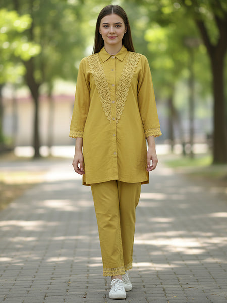 Golden Lace Mustard Cotton Co-ord Set