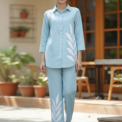 Easy Breezy Blue Linen Cotton Co-ord Set