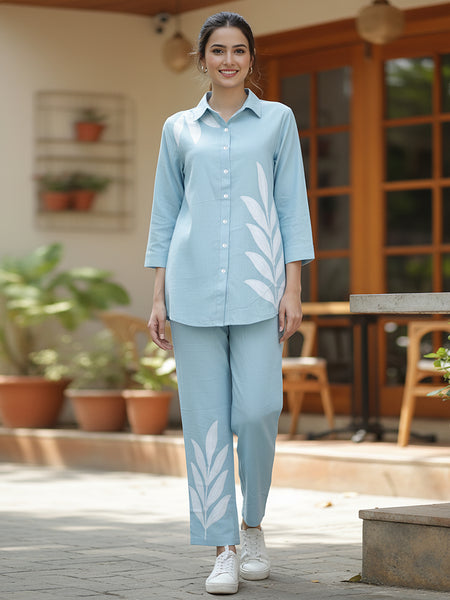 Easy Breezy Blue Linen Cotton Co-ord Set