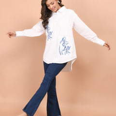 Over Sized White Collared Cotton Shirt