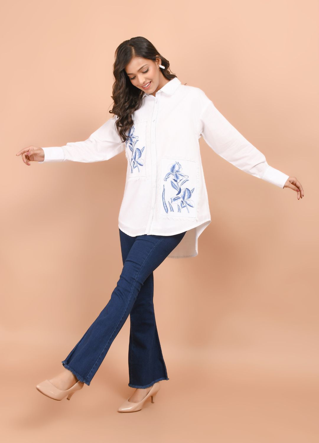 Over Sized White Collared Cotton Shirt