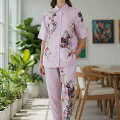 Lilac Bloom Printed Rayon Co-Ord Set