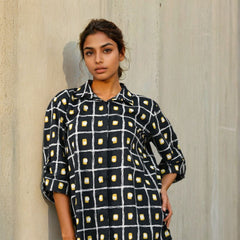 Black Check printed cotton shirt