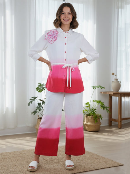 Pink Cotton Embroidery Co-Ord Set