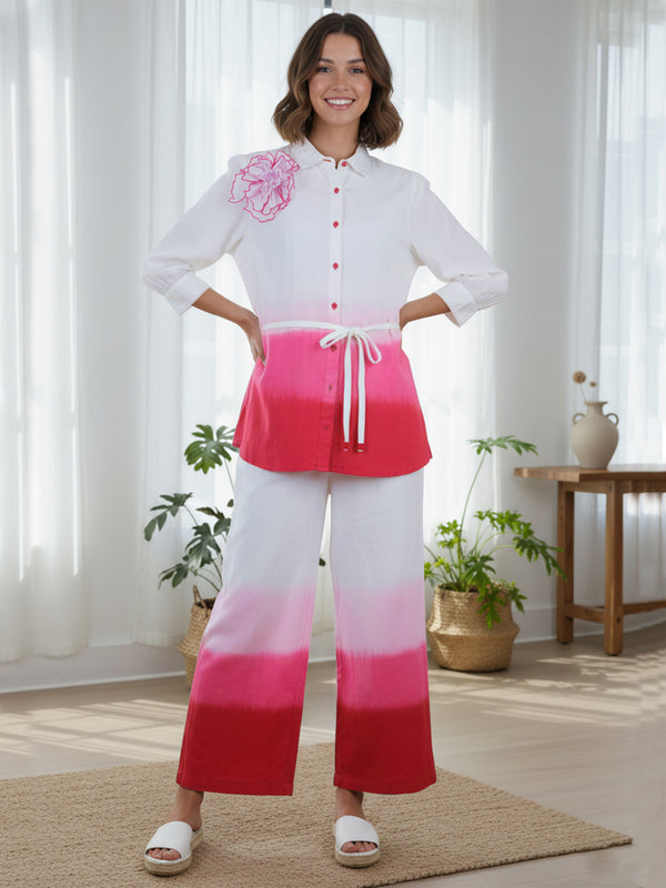 Pink Cotton Embroidery Co-Ord Set
