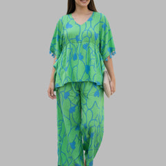 Stylish Green Flared Co-Ord Set