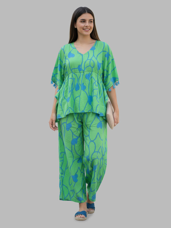 Stylish Green Flared Co-Ord Set