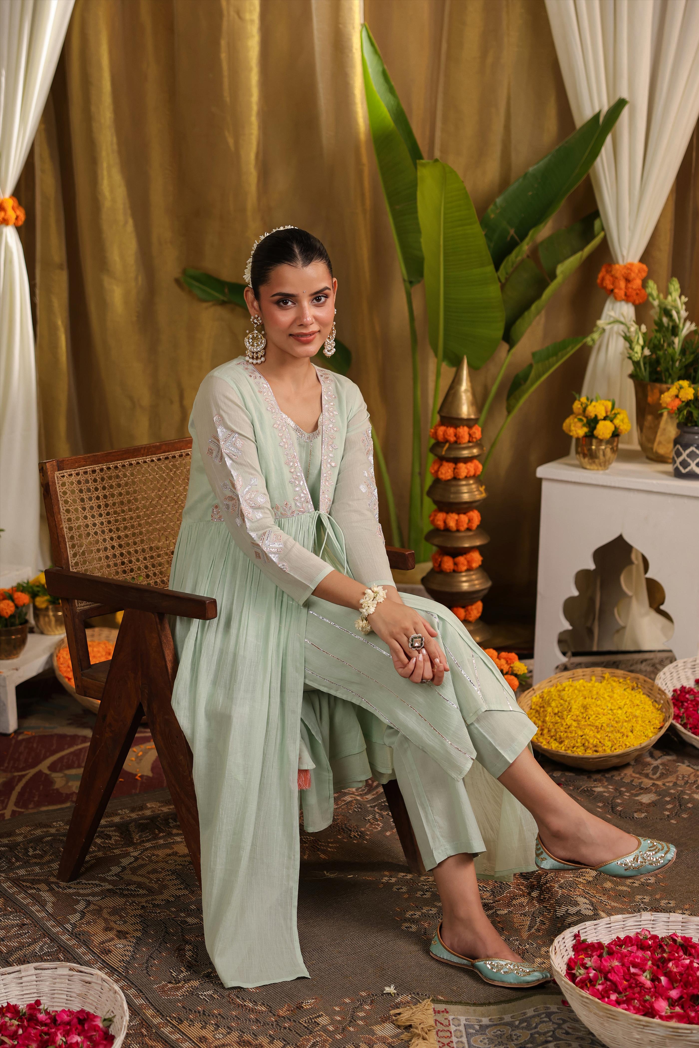 Pista green Sharara Sets 