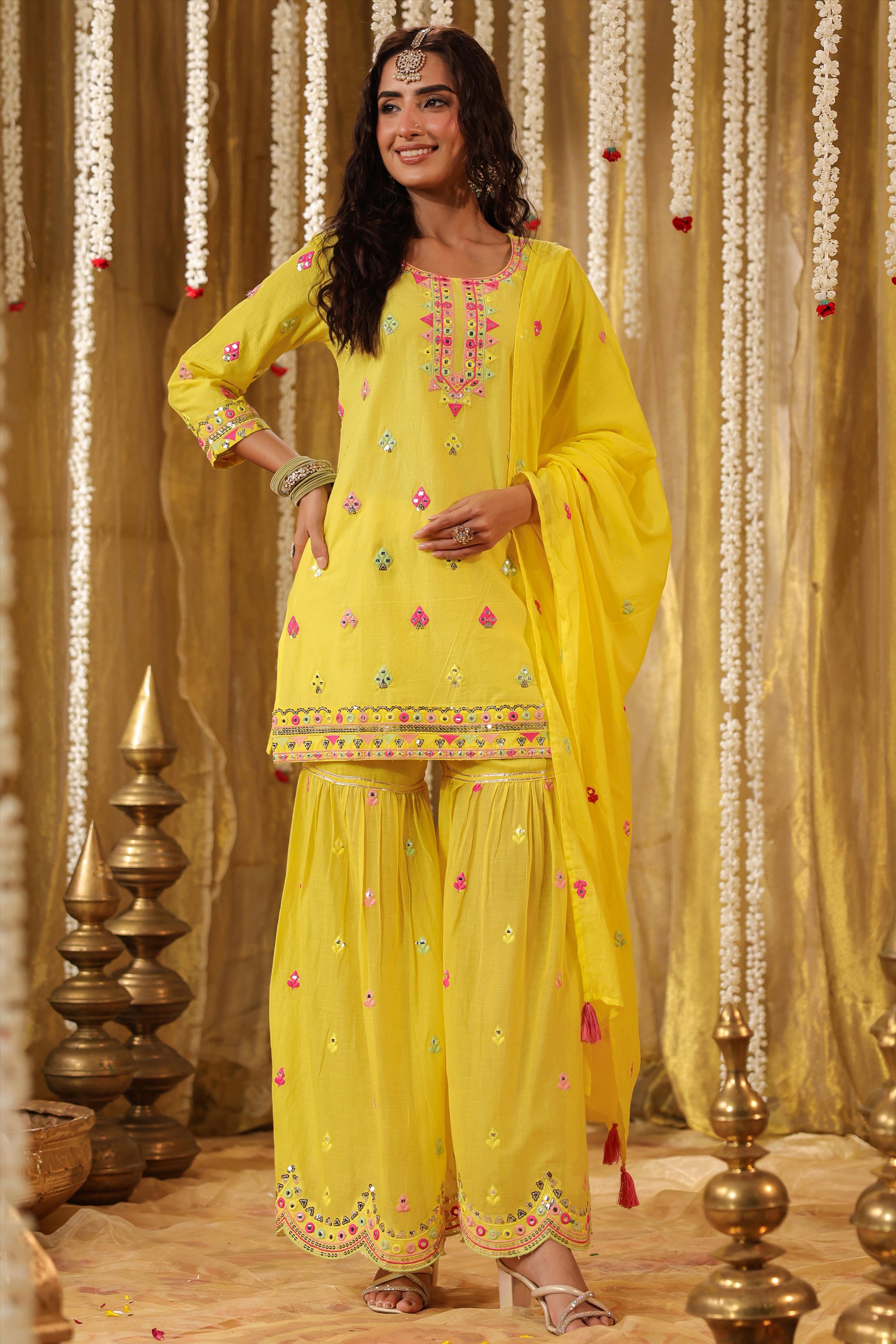  Yellow Sharara Sets