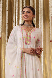 Ethnic White Embroidered Suit Set