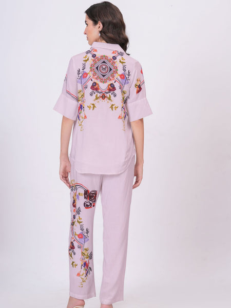Lilac Bloom Printed Rayon Co-Ord Set