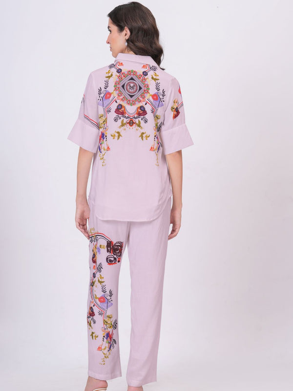 Lilac Bloom Printed Rayon Co-Ord Set