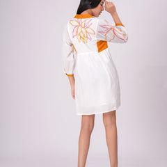 Sunlit Blossom Cotton Printed Short Dress