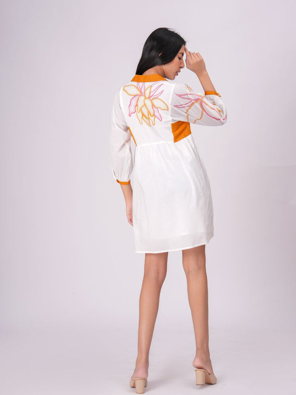 Sunlit Blossom Cotton Printed Short Dress