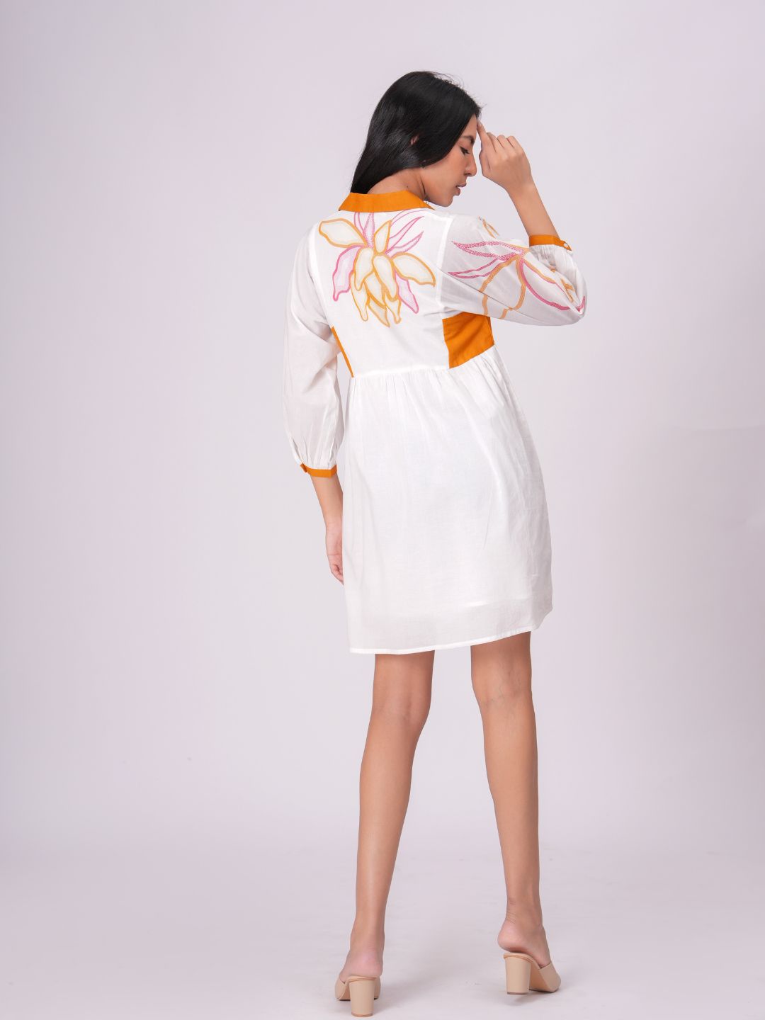 Sunlit Blossom Cotton Printed Short Dress