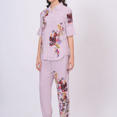 Lilac Bloom Printed Rayon Co-Ord Set