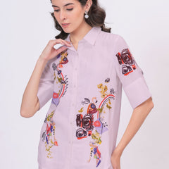 Lilac Bloom Printed Rayon Co-Ord Set