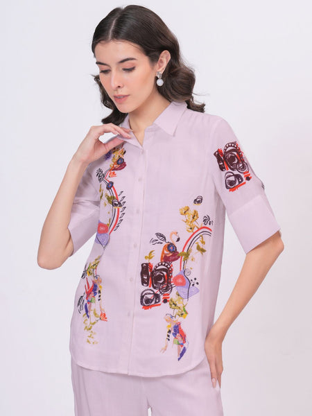 Lilac Bloom Printed Rayon Co-Ord Set