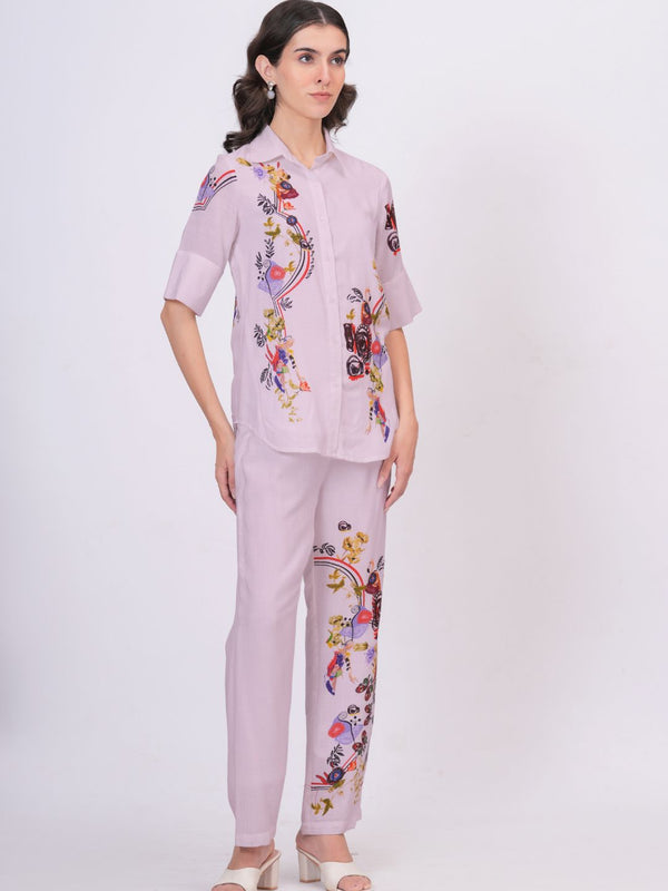 Lilac Bloom Printed Rayon Co-Ord Set