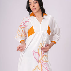 Sunlit Blossom Cotton Printed Short Dress