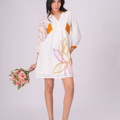 Sunlit Blossom Cotton Printed Short Dress