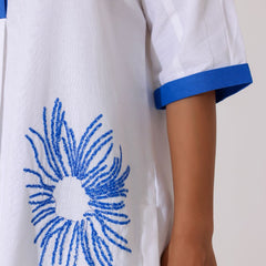 White Embroidered Cotton Shirt Top