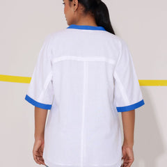 White Embroidered Cotton Shirt Top